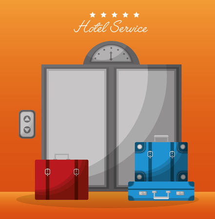 hotel building service elevator handbags red bag vector illustrationのイラスト素材