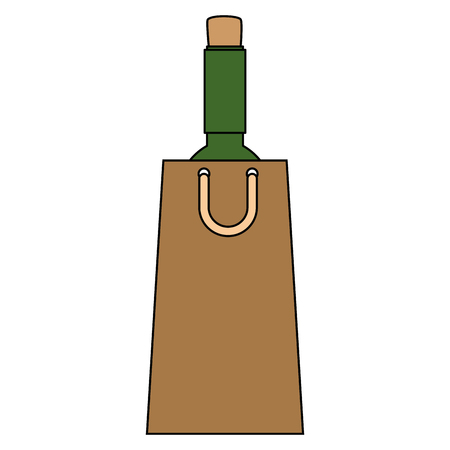 wine bottle silhouette in shopping bag vector illustration designのイラスト素材