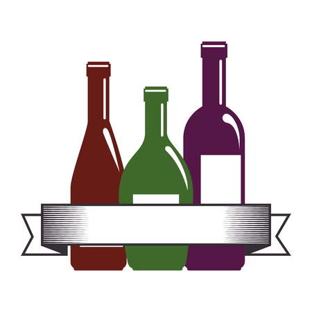 wine bottles and ribbon vector illustration designのイラスト素材