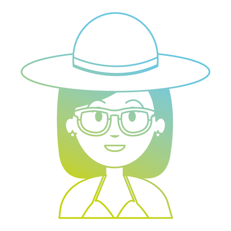 woman with hat and sunglasses vector illustration designのイラスト素材