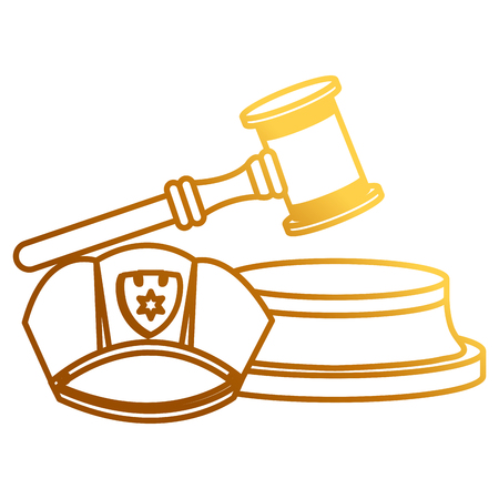 justice hammer with police hat vector illustration designのイラスト素材