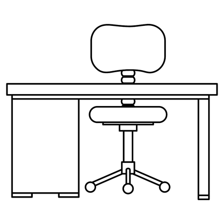 office workplace with desk and chair scene vector illustration designのイラスト素材