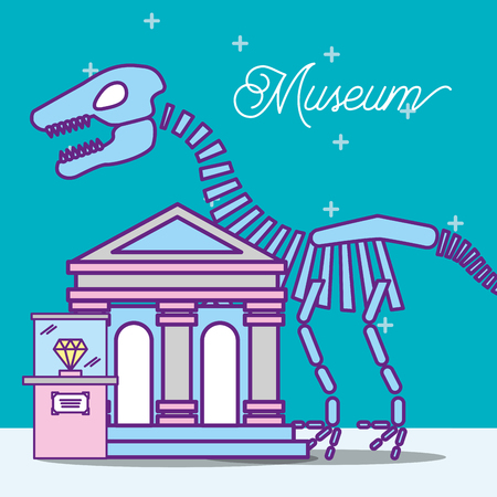 museum monuments design stars prehistoric dinosaur diamond showcase vector illustrationのイラスト素材