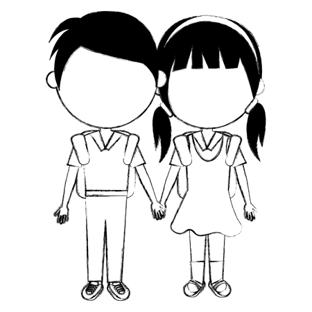 students couple avatars characters vector illustration designのイラスト素材