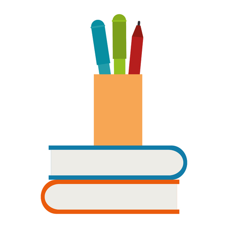 pencil holders with books vector illustration designのイラスト素材