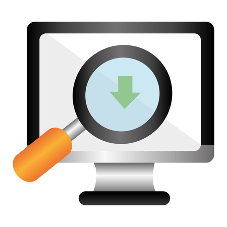 monitor computer with magnifying glass and arrow download vectorのイラスト素材
