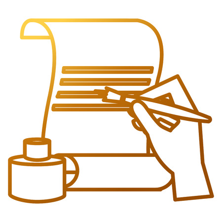 hand writing with fountain pen in parchment vector illustration designのイラスト素材