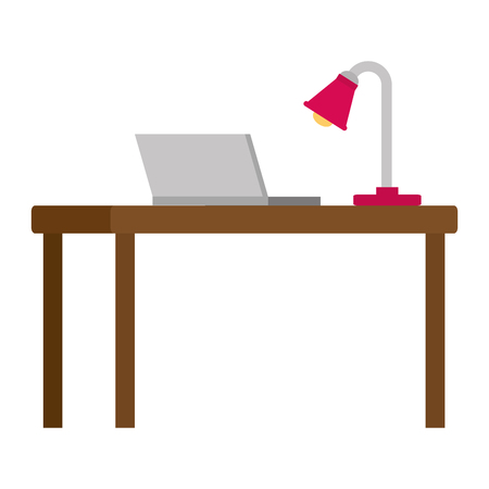 office workplace with desk and laptop scene vector illustration designのイラスト素材