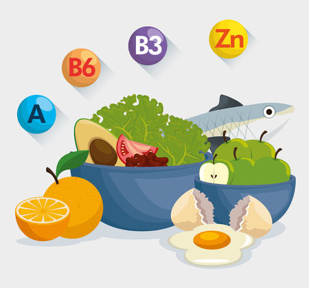 healthy food with nutritional facts vector illustration designのイラスト素材