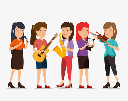 group of persons in concert vector illustration designのイラスト素材