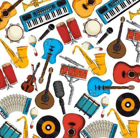 set musical instruments icons vector illustration designのイラスト素材