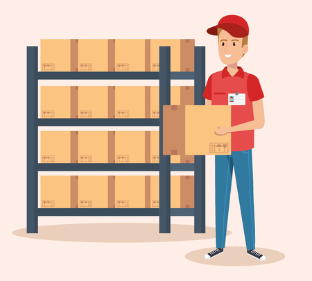 courier character delivery service icon vector illustration designのイラスト素材