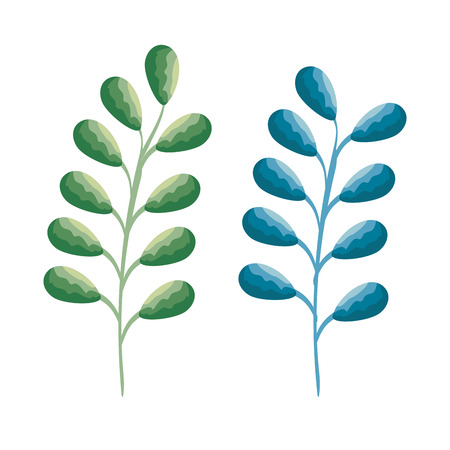 set leafs plant icons vector illustration designのイラスト素材