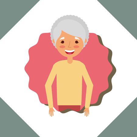 grandparents day figures label grandma gray hair smiling vector illustationのイラスト素材