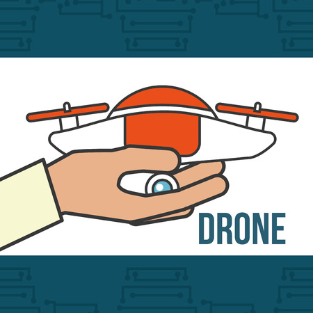 drone technology futuristic hand holding device sign vector illustrationの写真素材