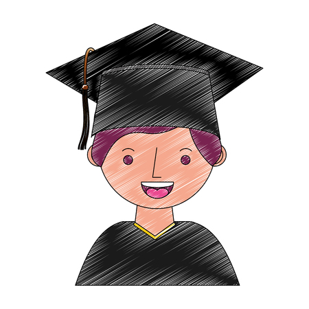 student boy graduted avatar character vector illustration designのイラスト素材