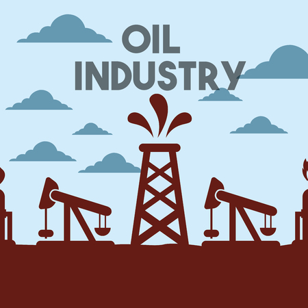 chemical plant or factory pump jack field oil industry vector illustrationのイラスト素材