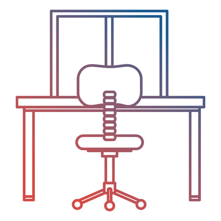 office workplace with desk and chair scene vector illustration designの写真素材