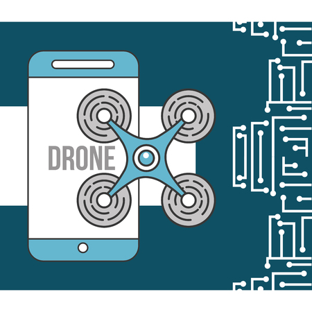 drone technology futuristic smartphone device flying vector illustrationのイラスト素材