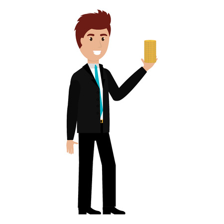 businessman with coins character vector illustration designのイラスト素材