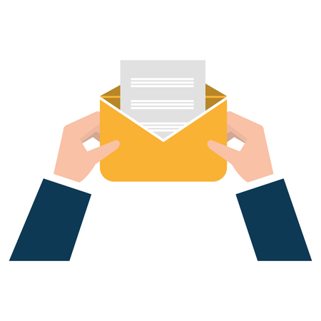 hands with envelope mail vector illustration designのイラスト素材