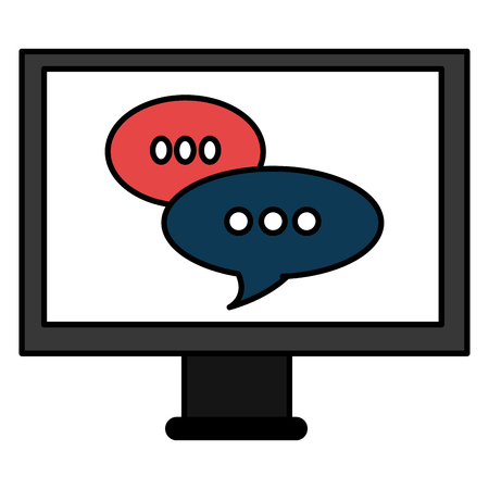 monitor computer with speech bubbles vector illustration designのイラスト素材