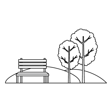 wooden chair in the park scene vector illustration designのイラスト素材