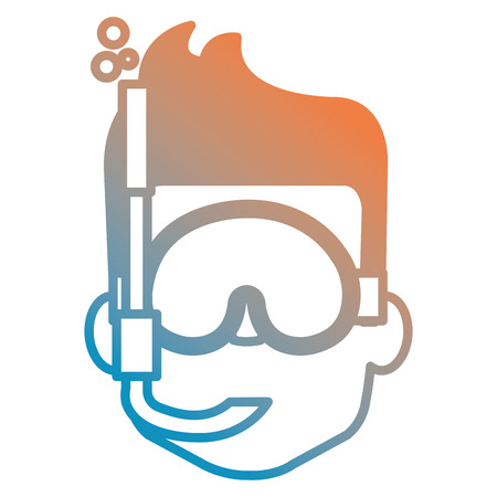 head young boy with snorkel vector illustration designの写真素材