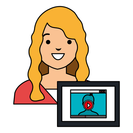 woman with tablet character vector illustration designのイラスト素材