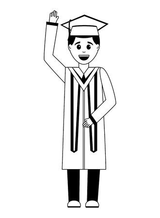 graduate man with graduation robe vector illustrationのイラスト素材