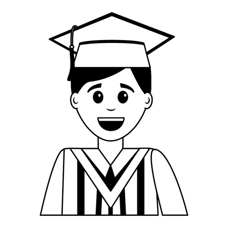 happy graduate man portrait character vector illustrationのイラスト素材