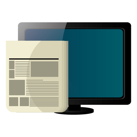 computer desktop display with documents vector illustration designのイラスト素材