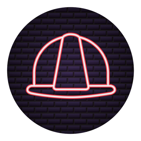 construction helmet brick wall neon design vector illustrationの写真素材