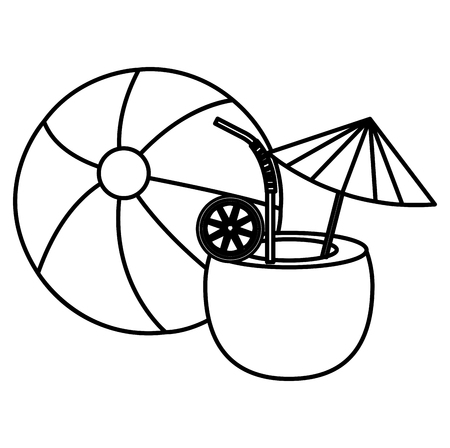 coconut cocktail with balloon beach vector illustration designの写真素材