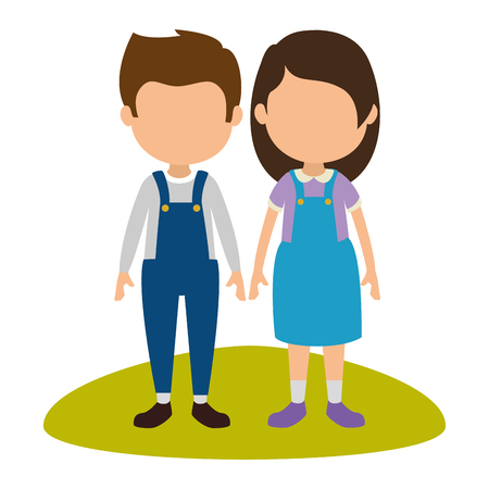 cute and little kids characters vector illustration designの写真素材