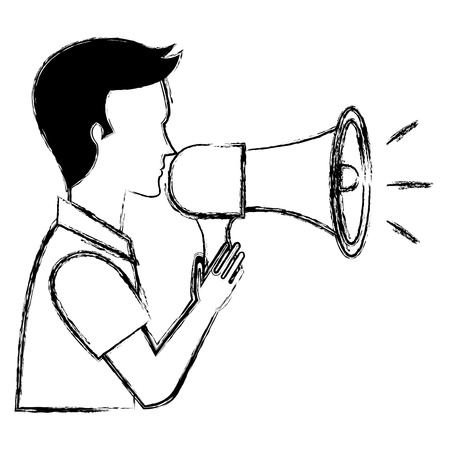 man talking with megaphone sound vector illustration designのイラスト素材