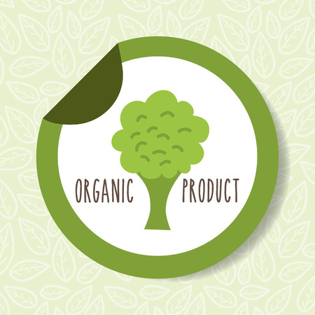 broccoli vegetable organic products tag vector illustrationのイラスト素材