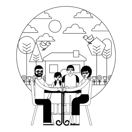 group of family members characters vector illustration designのイラスト素材