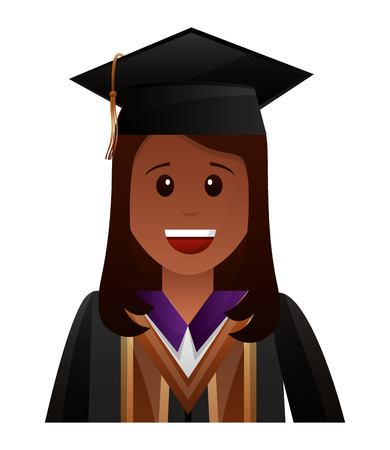 smiling graduate woman portrait character vector illustrationのイラスト素材