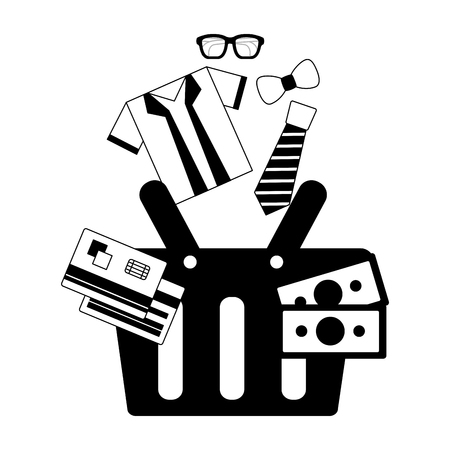shopping basket with shirt and accessories vector illustration designのイラスト素材