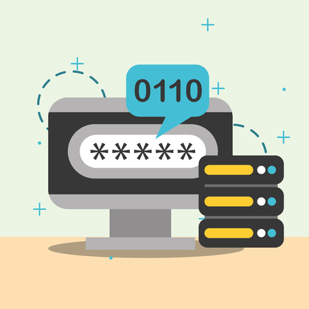 database center computer code binary vector illustrationのイラスト素材