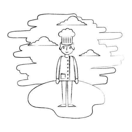 restaurant chef in landscape character vector illustrationのイラスト素材