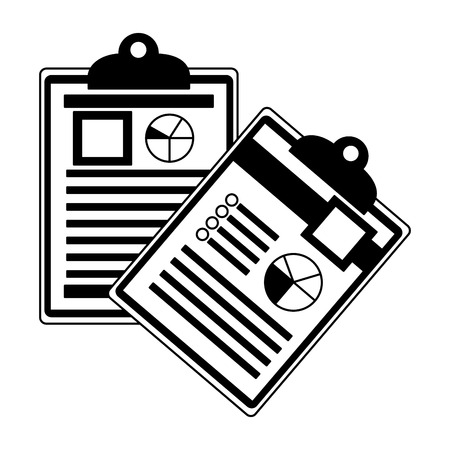 office clipboard document report diagram vector illustration monochromeのイラスト素材