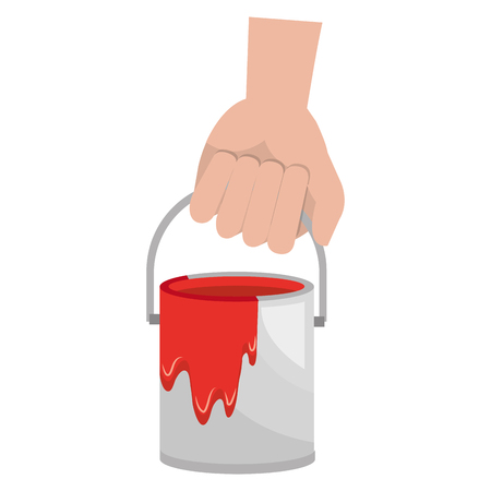 hand with paint pot vector illustration designのイラスト素材