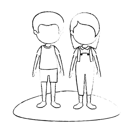 cute and little kids characters vector illustration designのイラスト素材