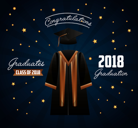 congratulations graduation dress signs stars background vector illustrationのイラスト素材