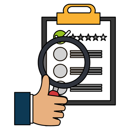 clipboard checklist with magnifying glass vector illustration designのイラスト素材