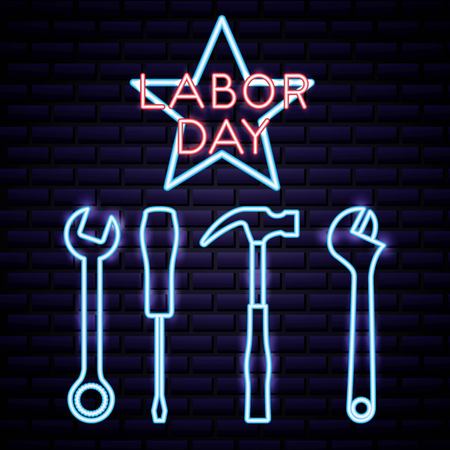 labor day star sign tools for job vector illustrationのイラスト素材