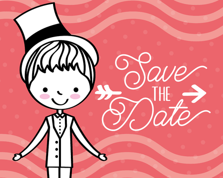 wedding groom cartoon save the date vector illustrationのイラスト素材
