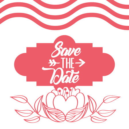 save the date flower romantic wedding card vector illustrationのイラスト素材